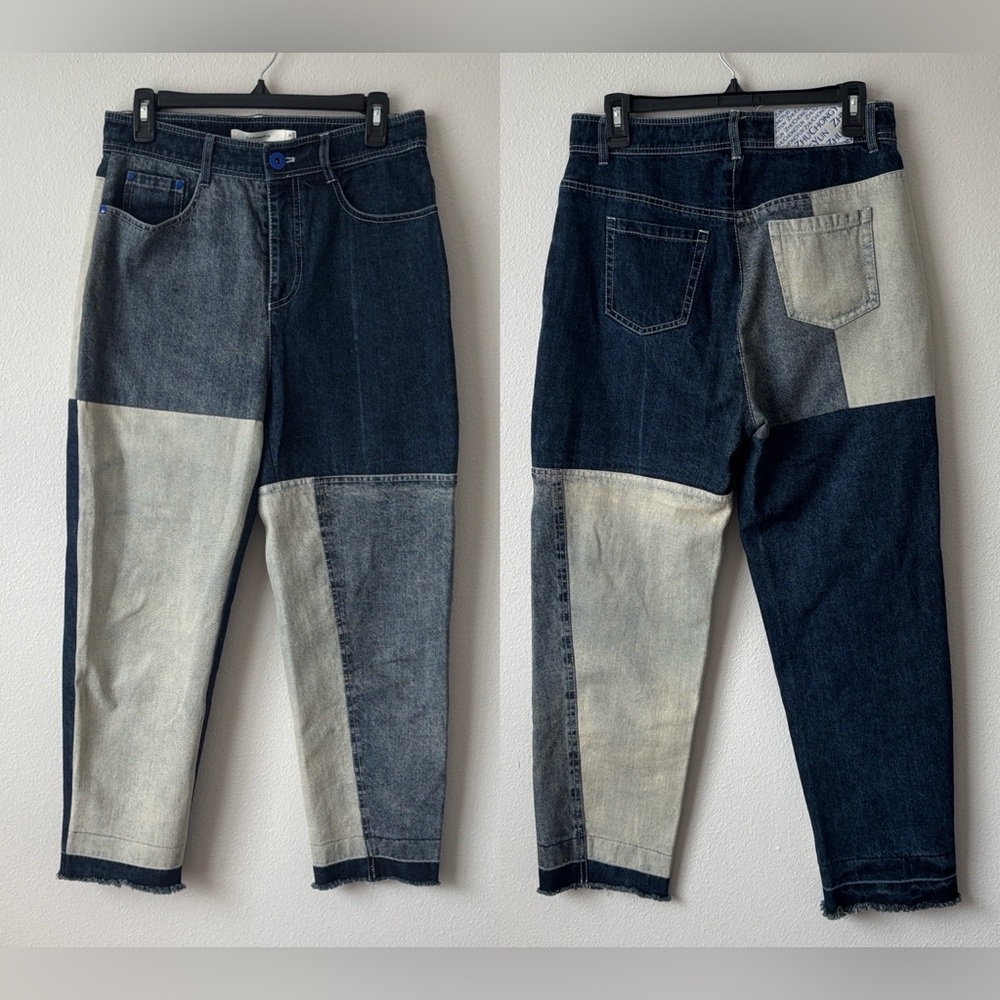ZHUCHONGYUN denim patchwork cut y2k high waist casual jean pants size Medium/38